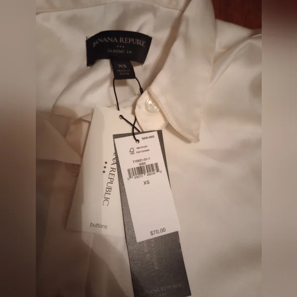 NWT Banana Republic Dillon Classic Fit Button-down Satin Collar Shirt XS - Picture 6 of 6